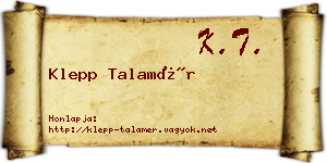 Klepp Talamér névjegykártya